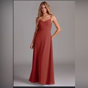 Azazie Orange Maxi Dress Spaghetti Strap Sundress